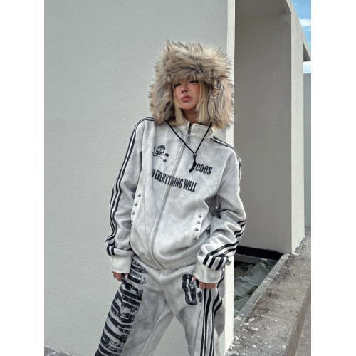 DETW 25AW*原創小衆水洗噴髒做舊骷髏05休閒街頭立領外套夾克男女 DETW 25AW*原創小衆水洗噴髒做舊骷髏05休閒街頭立領外套夾克男女