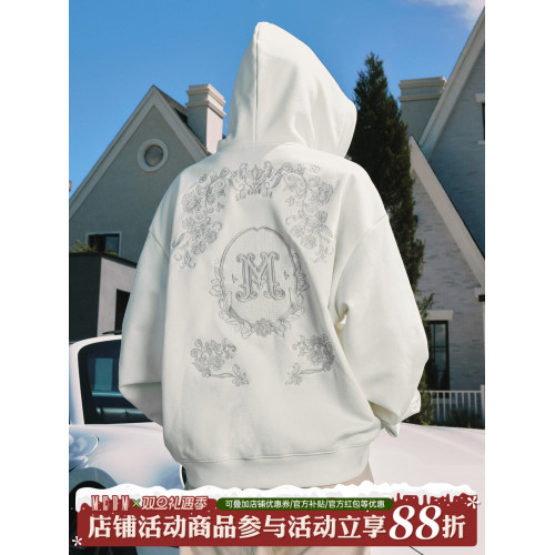 MEDM重磅刺綉花紋休閒拉鍊帽衫美式通勤寬松情侶連帽衛衣春秋 MEDM重磅刺綉花紋休閒拉鍊帽衫美式通勤寬松情侶連帽衛衣春秋