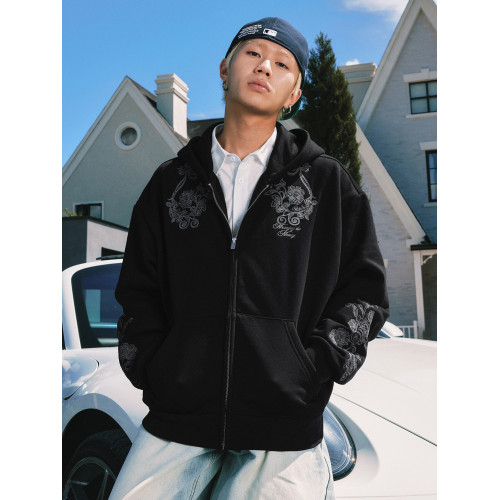 MEDM重磅刺綉花紋休閒拉鍊帽衫美式通勤寬松情侶連帽衛衣春秋 MEDM重磅刺綉花紋休閒拉鍊帽衫美式通勤寬松情侶連帽衛衣春秋