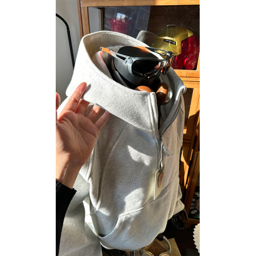 白花灰高領半拉鍊衛衣男款連帽秋季cleanfit美式重磅boxy短款外套 白花灰高領半拉鍊衛衣男款連帽秋季cleanfit美式重磅boxy短款外套