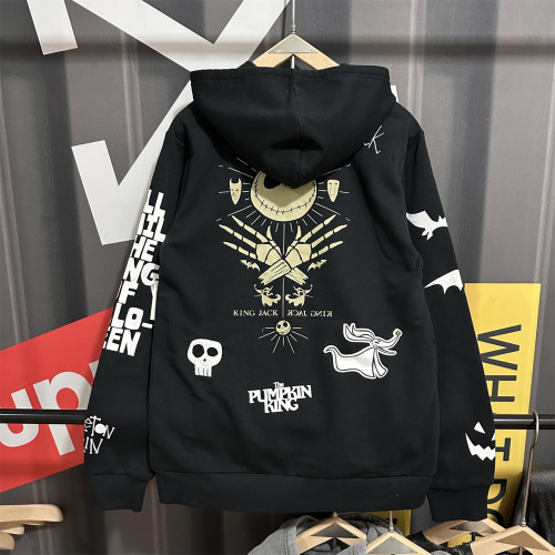 美單男女士衛衣帽衫加絨刺綉印花卡通聖誕驚魂夜傑克骷髏美式休閒 美單男女士衛衣帽衫加絨刺綉印花卡通聖誕驚魂夜傑克骷髏美式休閒