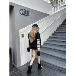 DETW 25AW*原創小衆輕亞豹紋趣味舌頭印花鉚釘設計感長袖衛衣男女