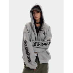 0123start 華夫格連帽開衫衛衣男女寬松美式哥特潮牌外套秋冬加絨