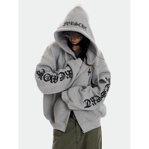 0123start 華夫格連帽開衫衛衣男女寬松美式哥特潮牌外套秋冬加絨 0123start 華夫格連帽開衫衛衣男女寬松美式哥特潮牌外套秋冬加絨