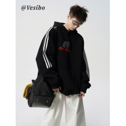 重磅字母刺綉連帽衛衣男秋街頭復古潮牌情侶外套美式休閒運動帽衫