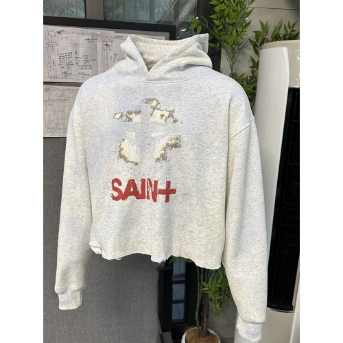 Basic annals美式復古做舊水洗衛衣boxy fit外套短寬漸變藍色上衣 Basic annals美式復古做舊水洗衛衣boxy fit外套短寬漸變藍色上衣