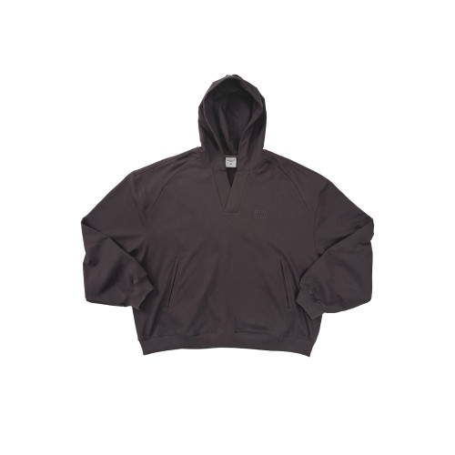 Aurocean V領學院連帽衛衣 440克重磅純棉寬短廓形深咖色帽衫 Aurocean V領學院連帽衛衣 440克重磅純棉寬短廓形深咖色帽衫