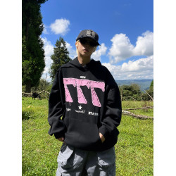 EAT美式潮牌777毛邊貼布綉重磅帽衫男女寬松隨性街頭風情侶款衛衣