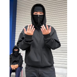 美式高街巴拉克拉法連帽衛衣男款秋季潮牌高級感cleanfit開衫外套