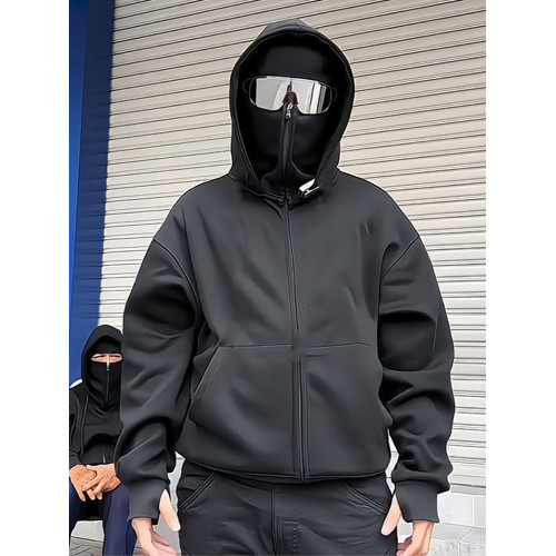 美式高街巴拉克拉法連帽衛衣男款秋季潮牌高級感cleanfit開衫外套