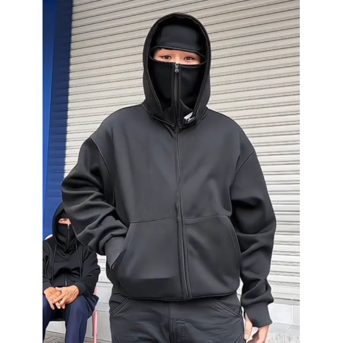 美式高街巴拉克拉法連帽衛衣男款秋季潮牌高級感cleanfit開衫外套