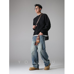 有術「經典排釦」假兩件V領美式潮牌套頭衛衣男秋季輕奢上衣