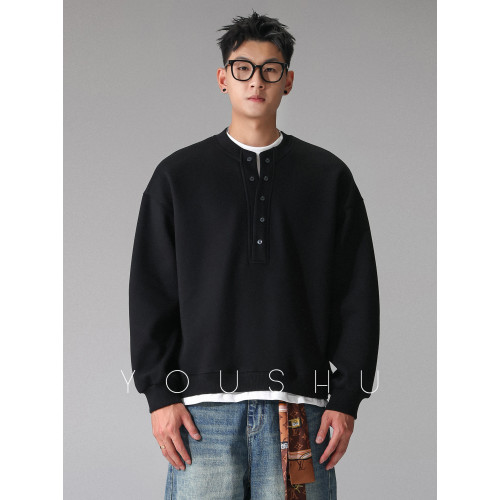 有術「經典排釦」假兩件V領美式潮牌套頭衛衣男秋季輕奢上衣 有術「經典排釦」假兩件V領美式潮牌套頭衛衣男秋季輕奢上衣