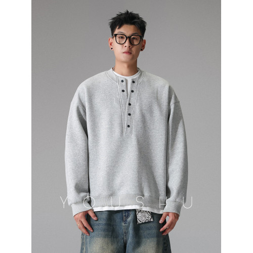 有術「經典排釦」假兩件V領美式潮牌套頭衛衣男秋季輕奢上衣 有術「經典排釦」假兩件V領美式潮牌套頭衛衣男秋季輕奢上衣