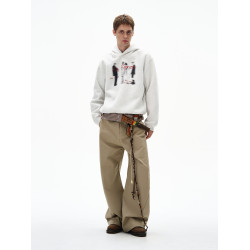 MADWITCH美式幻影人像印花連帽衛衣男女寬松休閒復古街頭情侶帽衫