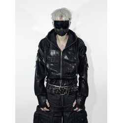 ATANOTHINGNESS25AW 金屬刷蠟連帽拉鍊衛衣外套暗黑先鋒外套opium