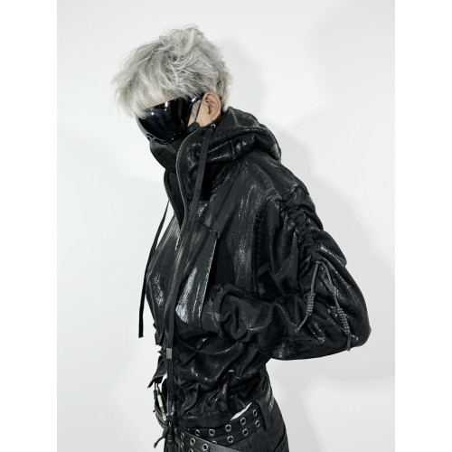 ATANOTHINGNESS25AW 金屬刷蠟連帽拉鍊衛衣外套暗黑先鋒外套opium ATANOTHINGNESS25AW 金屬刷蠟連帽拉鍊衛衣外套暗黑先鋒外套opium