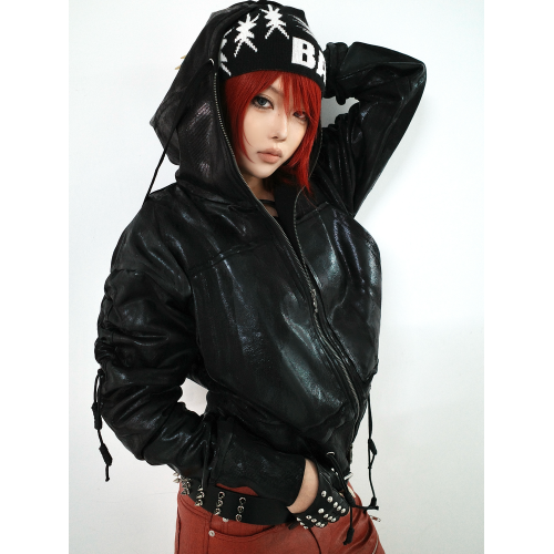 ATANOTHINGNESS25AW 金屬刷蠟連帽拉鍊衛衣外套暗黑先鋒外套opium ATANOTHINGNESS25AW 金屬刷蠟連帽拉鍊衛衣外套暗黑先鋒外套opium