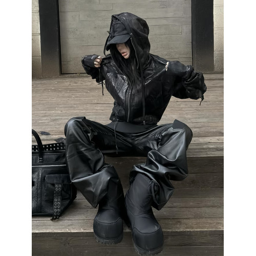 ATANOTHINGNESS25AW 金屬刷蠟連帽拉鍊衛衣外套暗黑先鋒外套opium ATANOTHINGNESS25AW 金屬刷蠟連帽拉鍊衛衣外套暗黑先鋒外套opium