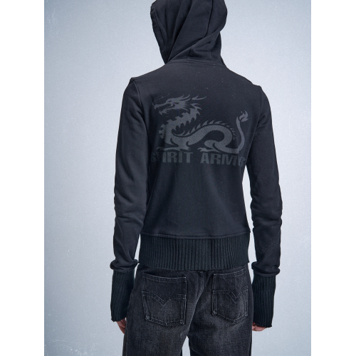 no E mosen(noE)'SPIRITARMOR'龍圖騰印花指洞拳擊正肩合身衛衣 no E mosen(noE)'SPIRITARMOR'龍圖騰印花指洞拳擊正肩合身衛衣