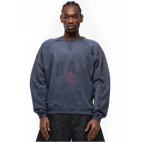 No faith studios Vintage GAP低板 水洗做舊塗鴉印花圓領衛衣 No faith studios Vintage GAP低板 水洗做舊塗鴉印花圓領衛衣