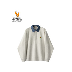 英國小狐狸2025年秋季都市學院風撞色襯衫翻領親膚短絨衛衣男女款