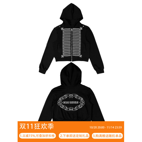 CHAI (拆)25AW 繩綉肩章圖騰宮廷情侶雙色復古純棉拉鍊帽衫衛衣 CHAI (拆)25AW 繩綉肩章圖騰宮廷情侶雙色復古純棉拉鍊帽衫衛衣