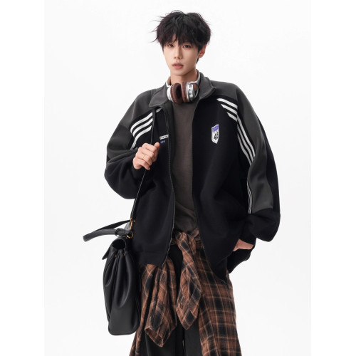 美式立領開衫衛衣外套男女秋季新款學生潮牌撞色情侶寬松休閒夾克 美式立領開衫衛衣外套男女秋季新款學生潮牌撞色情侶寬松休閒夾克