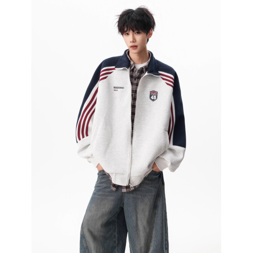 美式立領開衫衛衣外套男女秋季新款學生潮牌撞色情侶寬松休閒夾克 美式立領開衫衛衣外套男女秋季新款學生潮牌撞色情侶寬松休閒夾克