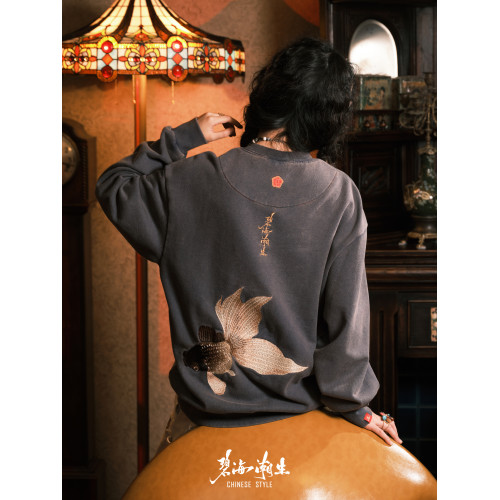 碧海潮生【金玉滿堂•藍】秋冬新款風國潮刺綉套頭圓領衛衣 碧海潮生【金玉滿堂•藍】秋冬新款風國潮刺綉套頭圓領衛衣