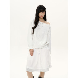 PSO Brand女裝【一字肩/斜肩領】浮雕花束長袖衛衣寬松上衣秋裝