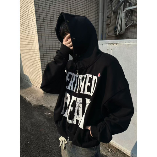 Grailz聯名Zico潮牌帽簷星星英文印花愛心boxy連帽衫拉鍊衛衣外套 Grailz聯名Zico潮牌帽簷星星英文印花愛心boxy連帽衫拉鍊衛衣外套