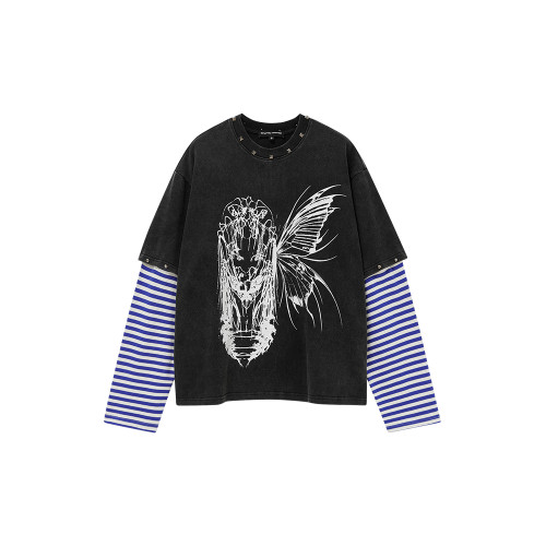 ChaneyWondo閾限之蝶-可拆卸假兩件衛衣寬松圓領潮牌高街印花上衣 ChaneyWondo閾限之蝶-可拆卸假兩件衛衣寬松圓領潮牌高街印花上衣