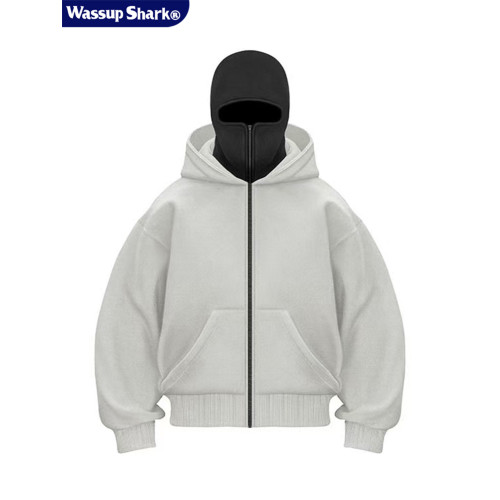 WASSUP SHARK美式cleanfit巴拉克連帽衛衣男春秋雙帽開衫悍匪帽衫 WASSUP SHARK美式cleanfit巴拉克連帽衛衣男春秋雙帽開衫悍匪帽衫