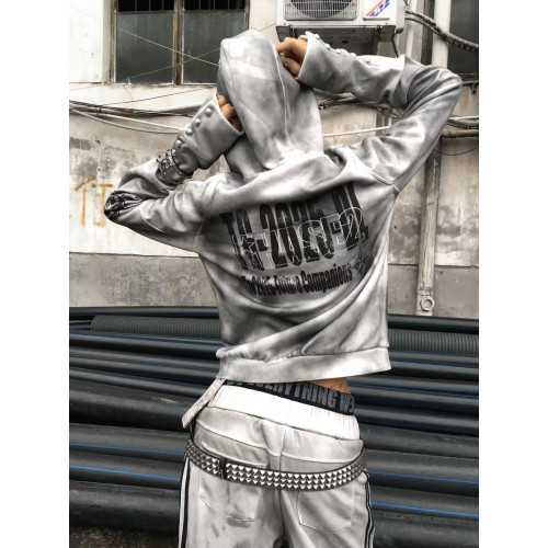 DETW 25AW*原創小衆水洗噴髒做舊-雙虎綉花盔甲拉鍊連帽外套男女 DETW 25AW*原創小衆水洗噴髒做舊-雙虎綉花盔甲拉鍊連帽外套男女