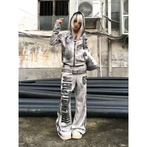 DETW 25AW*原創小衆水洗噴髒做舊-雙虎綉花盔甲拉鍊連帽外套男女 DETW 25AW*原創小衆水洗噴髒做舊-雙虎綉花盔甲拉鍊連帽外套男女