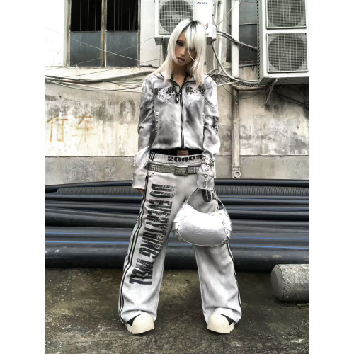 DETW 25AW*原創小衆水洗噴髒做舊-雙虎綉花盔甲拉鍊連帽外套男女 DETW 25AW*原創小衆水洗噴髒做舊-雙虎綉花盔甲拉鍊連帽外套男女