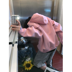 阿荒與阿鹵*美式盾牌騎士筆繪印花復古寬連帽V領設計感衛衣外套