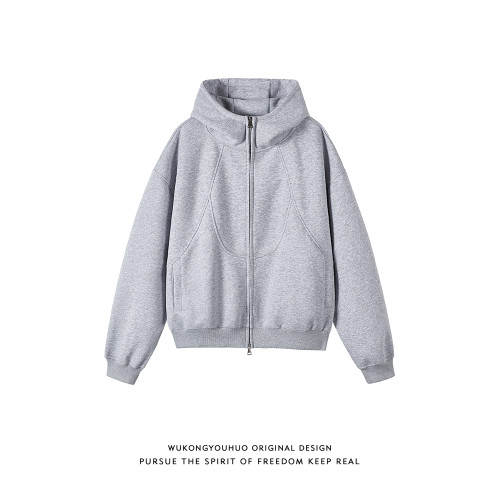 悟空有貨重磅設計感解搆拼接開衫連帽衛衣男潮牌寬松休閒百搭外套 悟空有貨重磅設計感解搆拼接開衫連帽衛衣男潮牌寬松休閒百搭外套