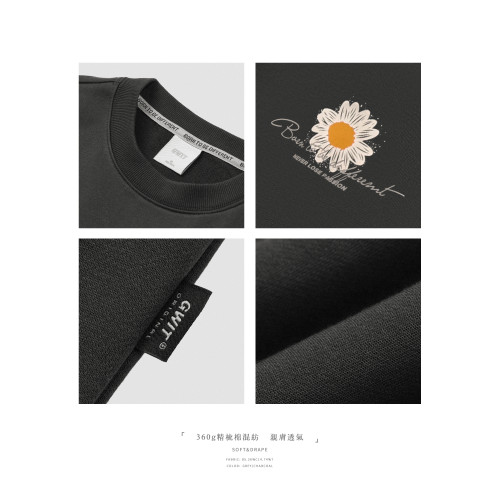 GWIT 美式復古雛菊印花春秋休閒上衣套頭衫潮牌長袖圓領衛衣男 GWIT 美式復古雛菊印花春秋休閒上衣套頭衫潮牌長袖圓領衛衣男