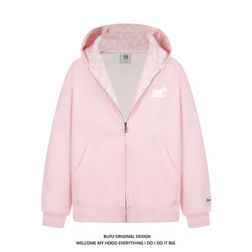 億萬少年BUFU美式印花開衫連帽衛衣外套男女秋季潮牌情侶拉鍊上衣 億萬少年BUFU美式印花開衫連帽衛衣外套男女秋季潮牌情侶拉鍊上衣
