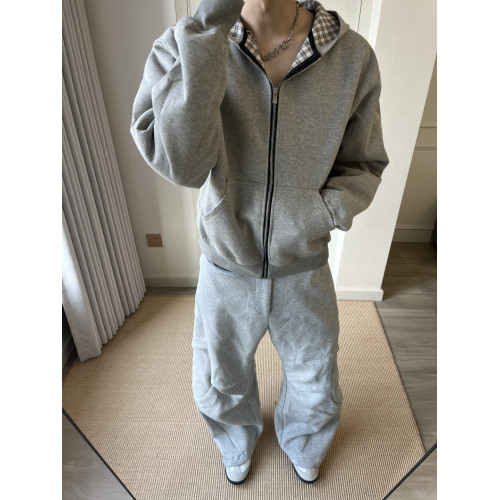 New Decay 25FW 格紋連帽拉鍊開衫休閒通勤寬松連帽衛衣外套男女 New Decay 25FW 格紋連帽拉鍊開衫休閒通勤寬松連帽衛衣外套男女