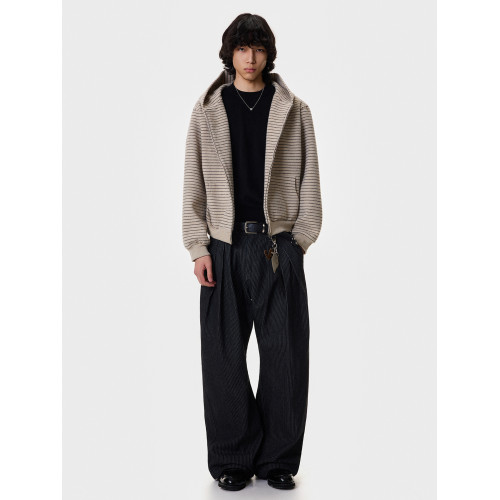 BLAEXIT美式復古親膚毛呢條紋外套早秋連帽短款衛衣拉鍊開衫男女 BLAEXIT美式復古親膚毛呢條紋外套早秋連帽短款衛衣拉鍊開衫男女