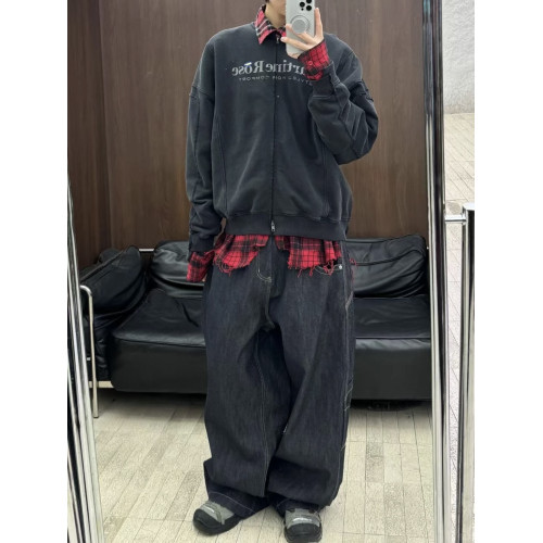 Martine Rose 25ss 水洗做舊字母標語夾克 貼紙印花寬松拉鍊外套 Martine Rose 25ss 水洗做舊字母標語夾克 貼紙印花寬松拉鍊外套