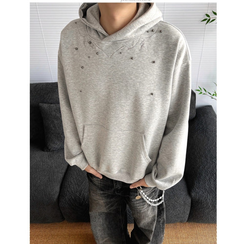 美式重磅Cleanfit釘珠刺綉連帽衛衣男女高街潮牌寬松休閒上衣外套 美式重磅Cleanfit釘珠刺綉連帽衛衣男女高街潮牌寬松休閒上衣外套