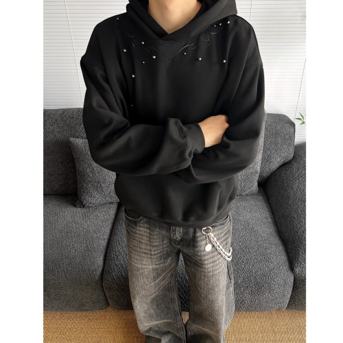 美式重磅Cleanfit釘珠刺綉連帽衛衣男女高街潮牌寬松休閒上衣外套 美式重磅Cleanfit釘珠刺綉連帽衛衣男女高街潮牌寬松休閒上衣外套