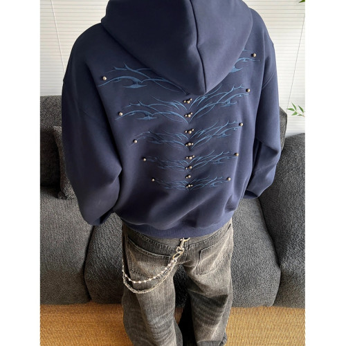 美式重磅Cleanfit釘珠刺綉連帽衛衣男女高街潮牌寬松休閒上衣外套 美式重磅Cleanfit釘珠刺綉連帽衛衣男女高街潮牌寬松休閒上衣外套