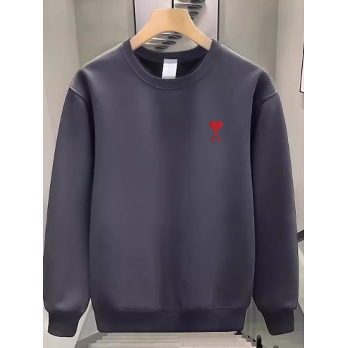 高品質簡約淨版白色衛衣男士早秋新款圓領寬松打底衫百搭休閒上衣