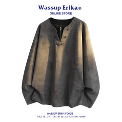 WASSUP ERIKA美式街頭髒髒風衛衣男款秋季休閒百搭寬松長袖套頭衫