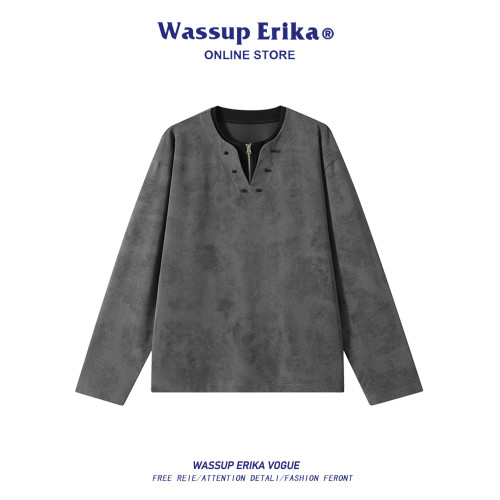 WASSUP ERIKA美式街頭髒髒風衛衣男款秋季休閒百搭寬松長袖套頭衫 WASSUP ERIKA美式街頭髒髒風衛衣男款秋季休閒百搭寬松長袖套頭衫